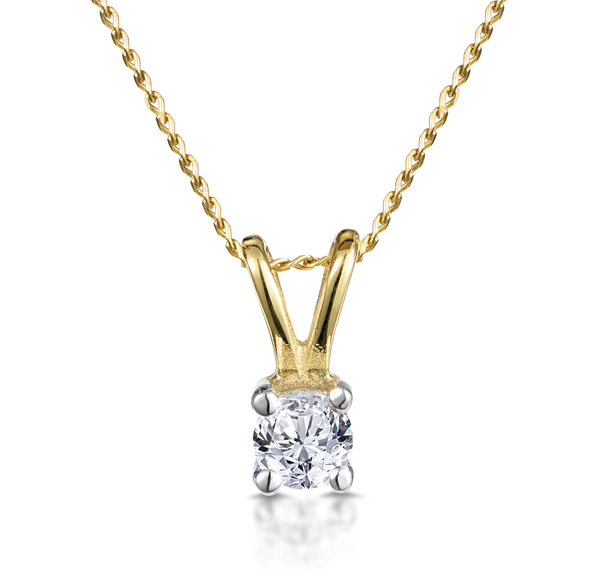 Diamond Solitaire Necklace 0.15CT Diamond 9K Yellow Gold